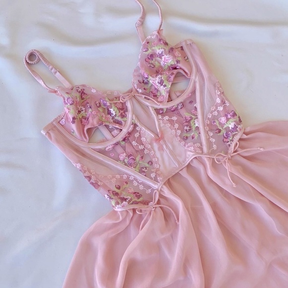 🍋 Lavender Fields Embroidery Bustier Slip Dress For Love and Lemons - Picture 2 of 10